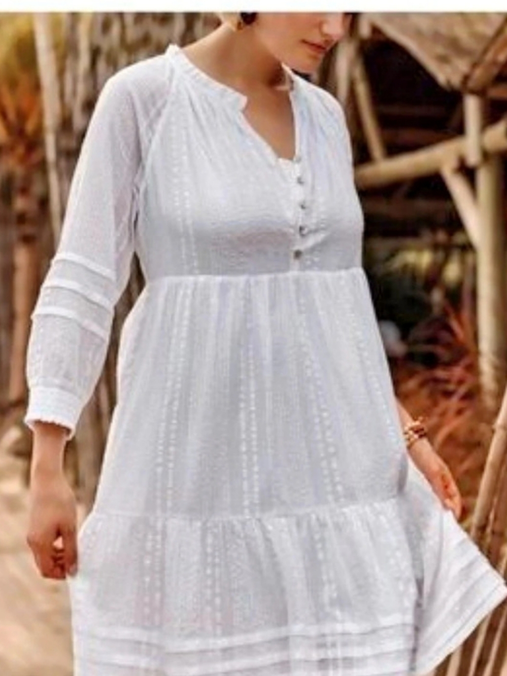 J. Jill White Tiered Midi Dress Cotton